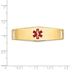 14K Gold Medical ID Bracelet with Red Enamel Unisex Engravable