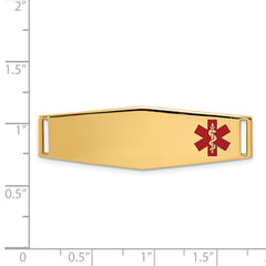 14K Gold Polished Medical ID Bracelet with Red Enamel Engravable