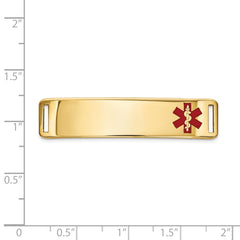 14K Gold Polished Medical Alert Bracelet with Red Enamel Engravable Plate