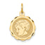 Boy on Scalloped Disc Charm in 14K Yellow Gold, 15x18mm Engravable - Sophia Jewelers