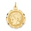 Boy Head on Scalloped Disc Charm in 14K Yellow Gold, 28mm Engravable - Sophia Jewelers