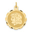 Girl Head on Scalloped Disc Charm in 14K Yellow Gold, 28mm Engravable - Sophia Jewelers