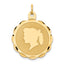 14K Girl Head on .013 Gauge Engravable Scalloped Disc Charm