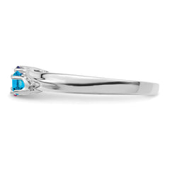 14k White Gold Genuine 3 Stone Mother's Ring - 7 / Genuine