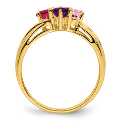14k Genuine 4 Stone Mother's Ring - 7 / Genuine
