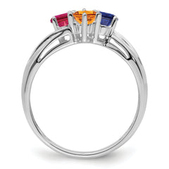 14k White Gold Family Jewelry Ring - 7 / Genuine