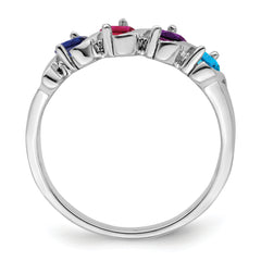 14k White Gold Genuine 4 Stone Mother's Ring - 7 / Genuine