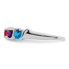 14k White Gold Genuine 4 Stone Mother's Ring - 7 / Genuine