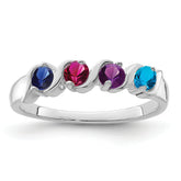 14k White Gold Synthetic Family Jewelry Ring