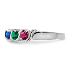 14k White Gold Genuine 5 Stone Mother's Ring - 7 / Genuine