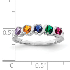 14k White Gold Genuine 5 Stone Mother's Ring - 7 / Genuine