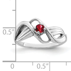 14k White Gold Genuine 1 Stone Mother's Ring - 7 / Genuine