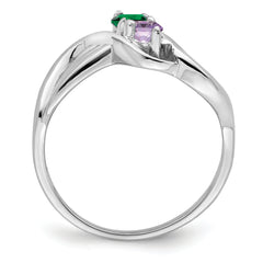 14k White Gold Family Jewelry Ring - 7 / Genuine