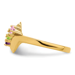 14k Genuine 3 Stone Mother's Ring - 7 / Genuine