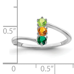 14k White Gold Genuine 3 Stone Mother's Ring - 7 / Genuine
