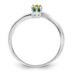 14k White Gold Genuine 3 Stone Mother's Ring - 7 / Genuine