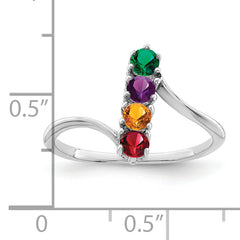 14k White Gold Family Jewelry Ring - 7 / Genuine