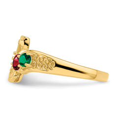 14k Genuine 3 Stone Mother's Ring - 7 / Genuine