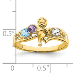 14k Genuine 3 Stone Mother's Ring - 7 / Genuine