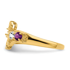 14k Genuine 4 Stone Mother's Ring - 7 / Genuine