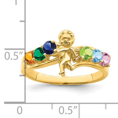 14k Genuine 6 Stone Mother's Ring - 7 / Genuine