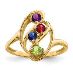 14k Genuine 4 Stone Mother's Ring - 7 / Genuine
