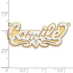 14K 3D Two-tone Satin Diamond-cut Name Plate