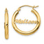 14K Small Satin and Diamond Cut Name Plate Hoop Earrings