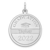 14k White Gold Personalized Graduation Charm