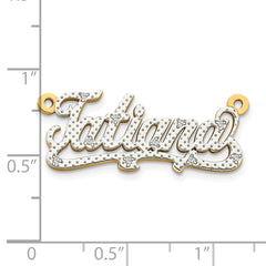14KY and Rhodium 3D Diamond Name Plate