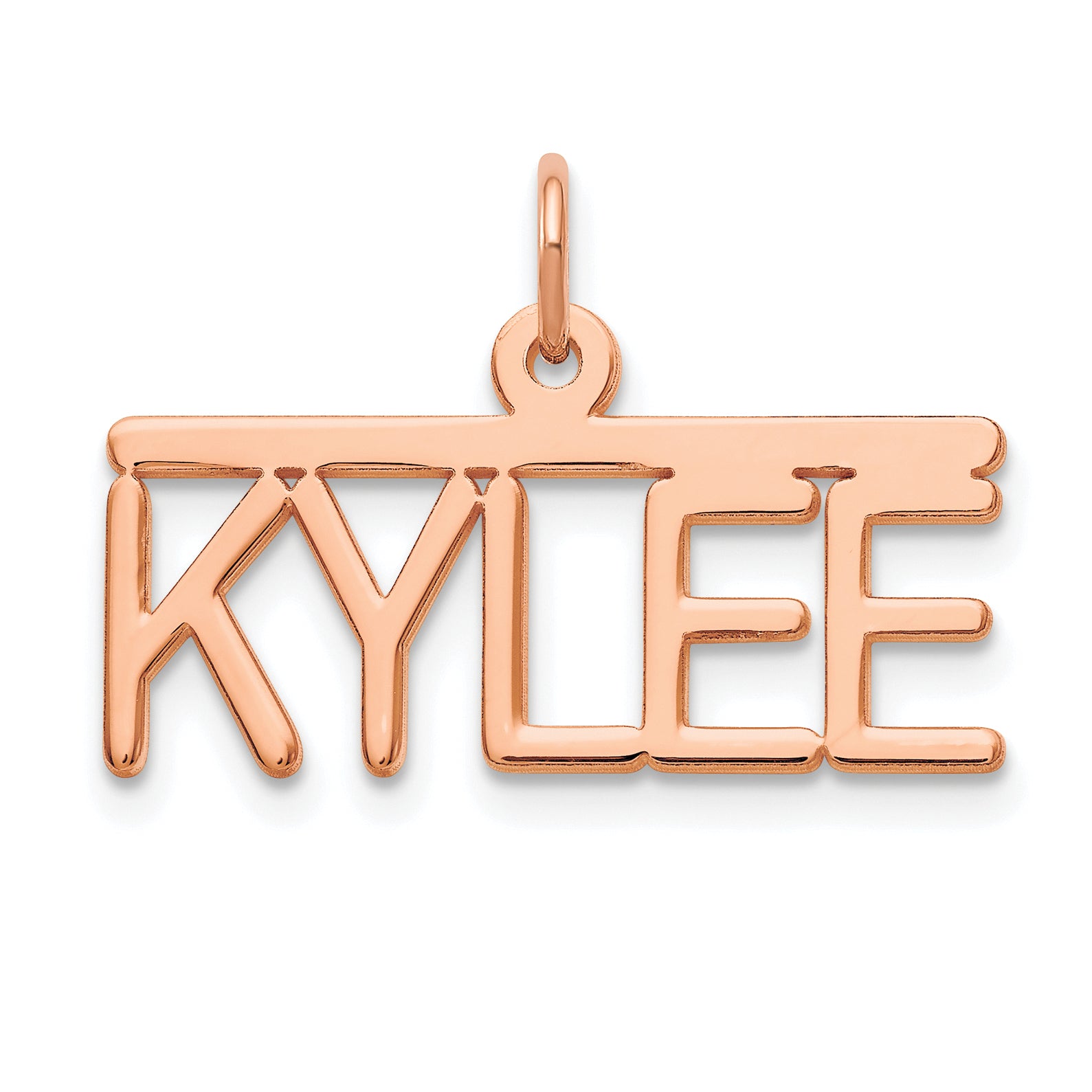 14K Rose Gold Polished Arial Rounded Font Name Plate
