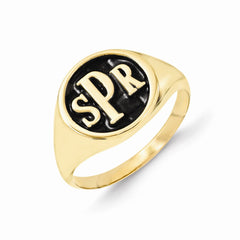 Antiqued Gold Plated Sterling Silver Signet Ring by Sophia Jewelers