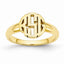 Sterling Silver Gold-Tone Signet Ring with Polished Finish Adjustable