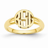 Sterling Silver Gold-Tone Signet Ring with Polished Finish Adjustable