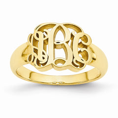Gold Plated Sterling Silver Signet Ring with Polished Finish Adjustable Sizes