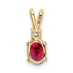 14k 6x4mm Oval Ruby AA Diamond pendant