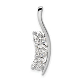 14k White Gold VS Diamond Large Three Stone Curved Bar Pendant