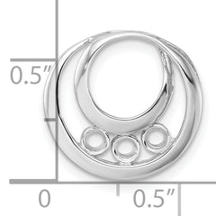 14k White Gold 3.2mm Three Stone Circles Chain Slide Mounting (No Stone Included)