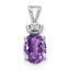 14K White Gold 8x6mm Oval Amethyst VS Diamond pendant