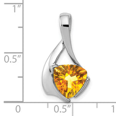 14K White Gold 8mm Citrine pendant