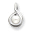 14K White Gold 7mm White Round Freshwater Cultured Pearl VS Diamond Pendant