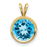 14k 8mm Blue Topaz bezel pendant