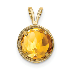 14K Citrine bezel pendant