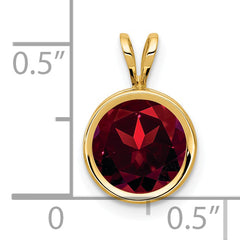 14K 8mm Garnet bezel pendant