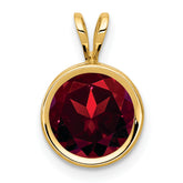 14k 8mm Garnet bezel pendant