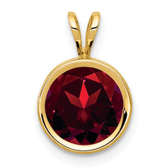 14k 8mm Garnet bezel pendant
