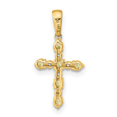 14k Peridot and Diamond Cross Pendant