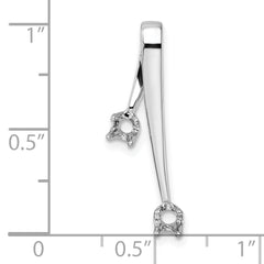 14k White Gold Holds 2-3.0mm Stone, Chain Slide Mounting (No Stone Included)