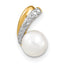 14k 6-7mm White Round FW Cultured Pearl and Diamond Pendant