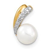14k 6-7mm White Round FW Cultured Pearl and Diamond Pendant